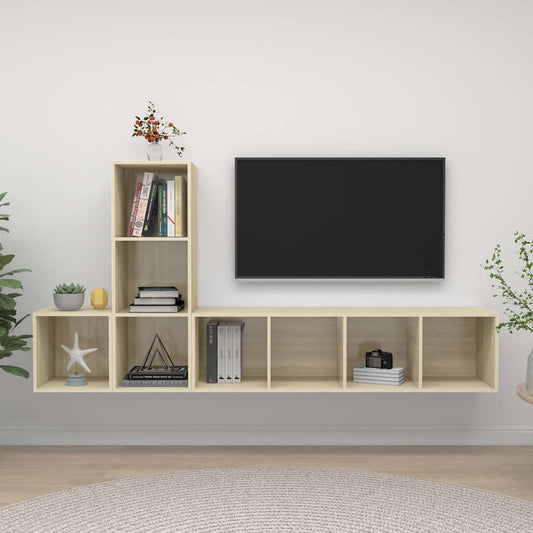 3 Piece TV Cabinet Set Sonoma Oak Engineered Wood