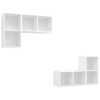4 Piece Wall-mounted TV Cabinet Set White Engineered Wood
