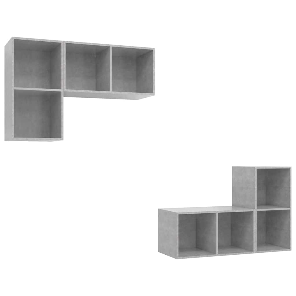 4 Piece Wall-mounted TV Cabinet Set Concrete Grey Engineered Wood