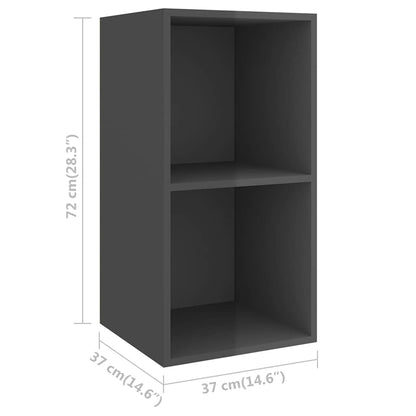 4 Piece Wall-mounted TV Cabinet Set High Gloss Grey Engineered Wood