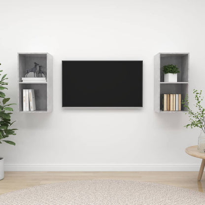 2 Piece Wall-mounted TV Cabinet Set Concrete Grey Engineered Wood