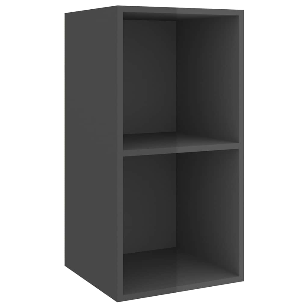 2 Piece Wall-mounted TV Cabinet Set High Gloss Grey Engineered Wood