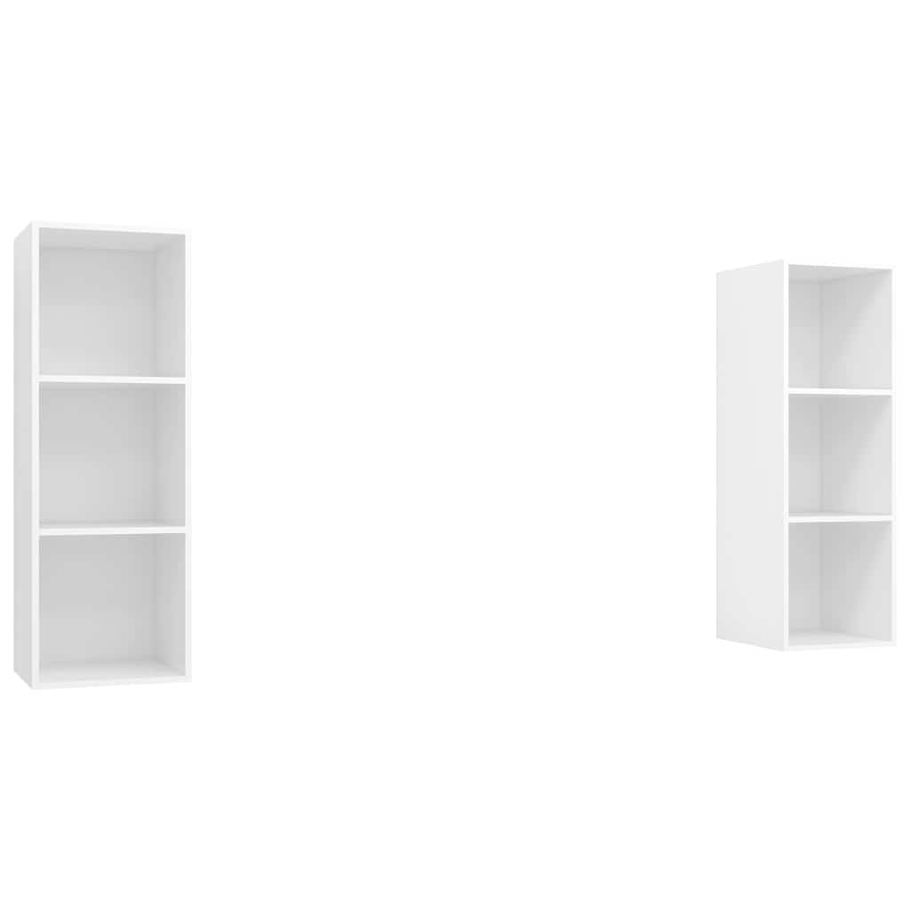 2 Piece Wall-mounted TV Cabinet Set White Engineered Wood