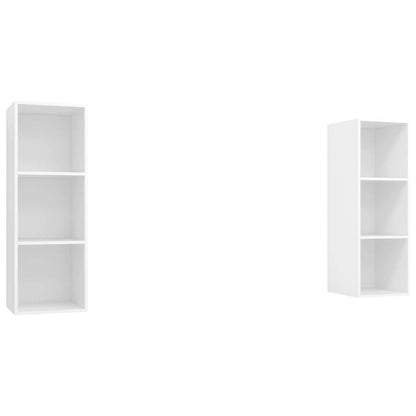 2 Piece Wall-mounted TV Cabinet Set White Engineered Wood