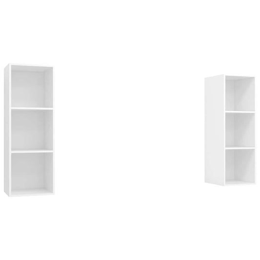 2 Piece Wall-mounted TV Cabinet Set White Engineered Wood