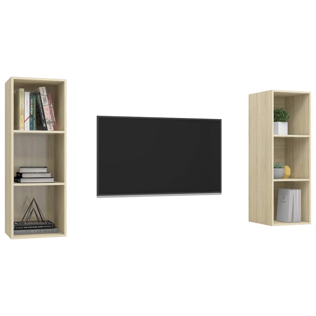 2 Piece Wall-mounted TV Cabinet Set Sonoma Oak Engineered Wood