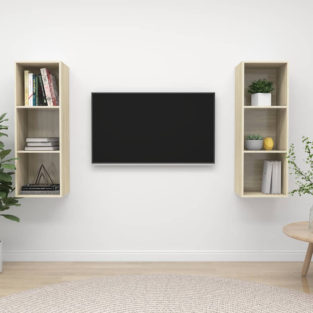 2 Piece Wall-mounted TV Cabinet Set Sonoma Oak Engineered Wood