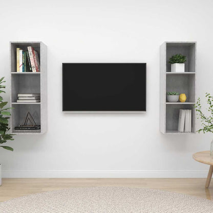 2 Piece Wall-mounted TV Cabinet Set Concrete Grey Engineered Wood