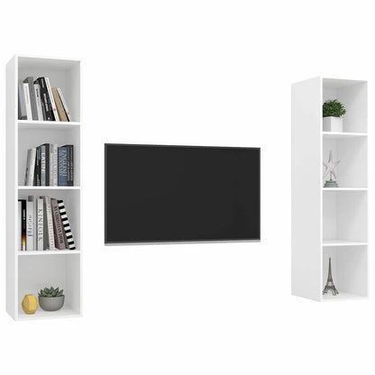 2 Piece Wall-mounted TV Cabinet Set White Engineered Wood
