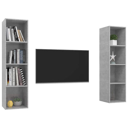 2 Piece Wall-mounted TV Cabinet Set Concrete Grey Engineered Wood