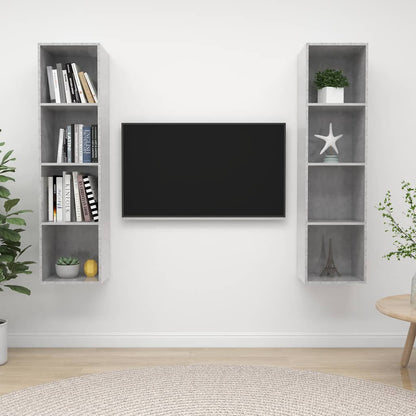 2 Piece Wall-mounted TV Cabinet Set Concrete Grey Engineered Wood
