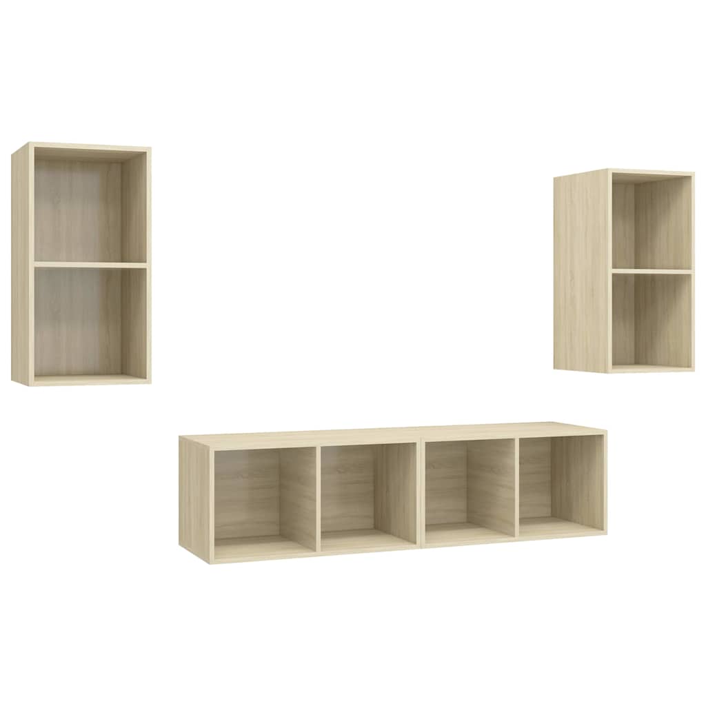 4 Piece Wall-mounted TV Cabinet Set Sonoma Oak Engineered Wood