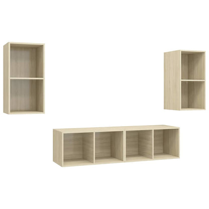 4 Piece Wall-mounted TV Cabinet Set Sonoma Oak Engineered Wood