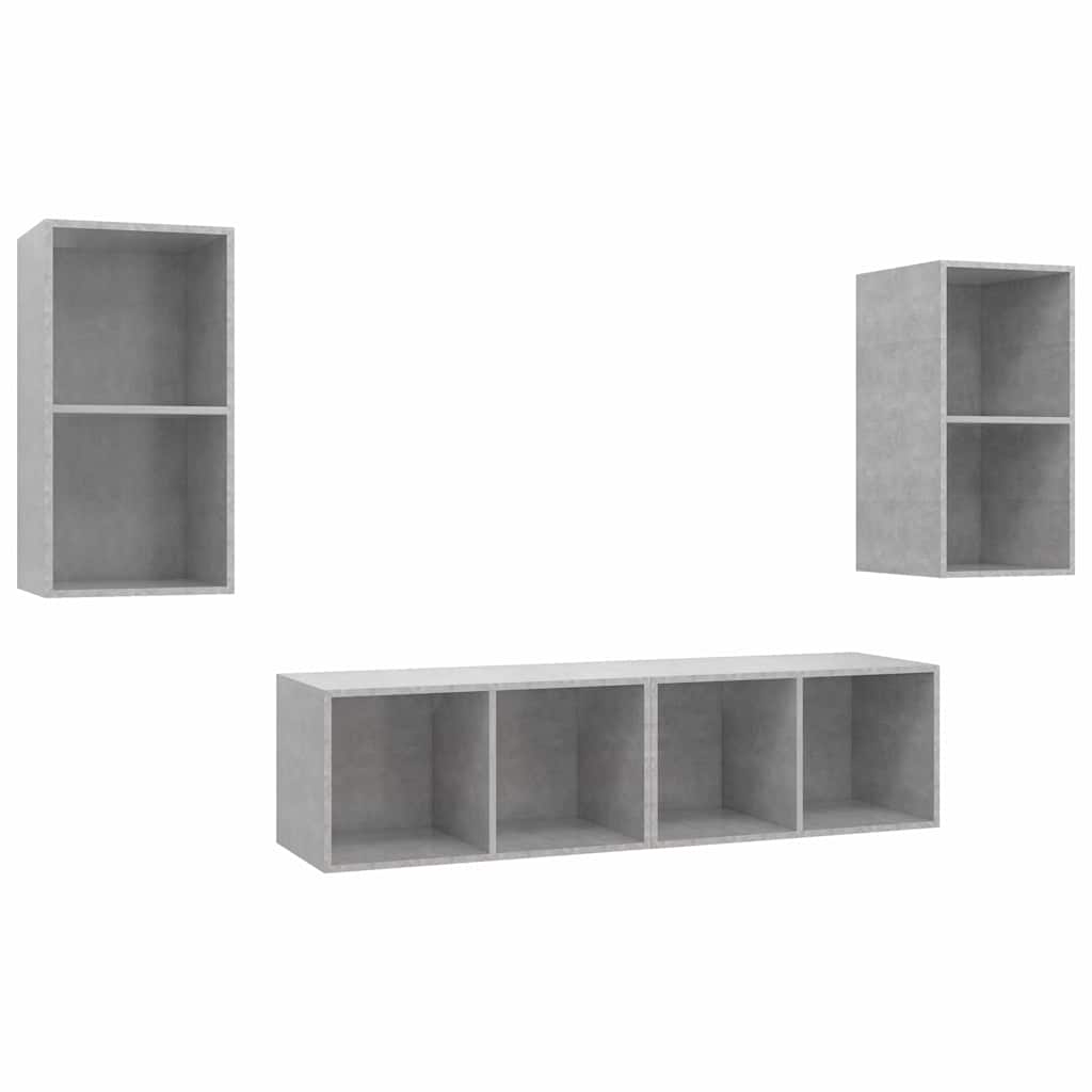 4 Piece Wall-mounted TV Cabinet Set Concrete Grey Engineered Wood