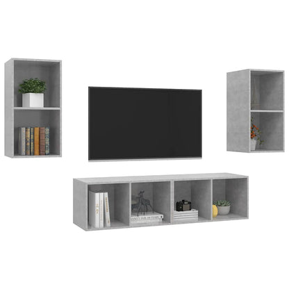 4 Piece Wall-mounted TV Cabinet Set Concrete Grey Engineered Wood
