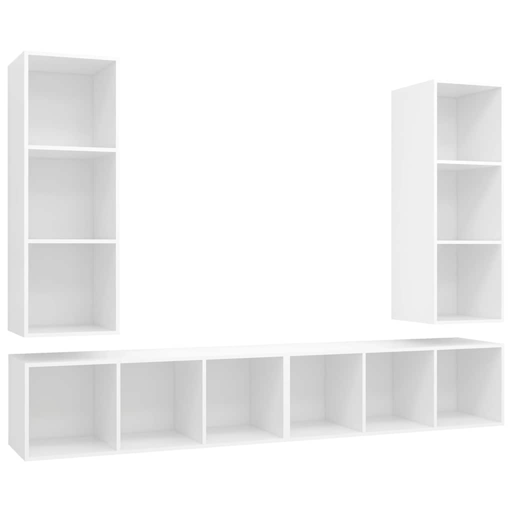 Wall-mounted TV Cabinets 4 pcs White Engineered Wood