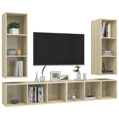 4 Piece Wall-mounted TV Cabinet Set Sonoma Oak Engineered Wood