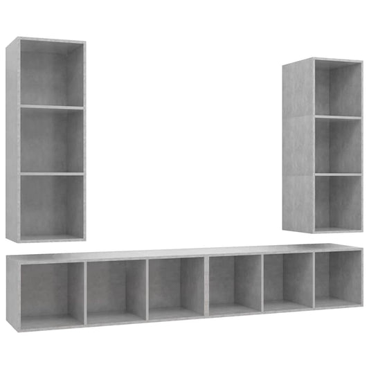 4 Piece Wall-mounted TV Cabinet Set Concrete Grey Engineered Wood