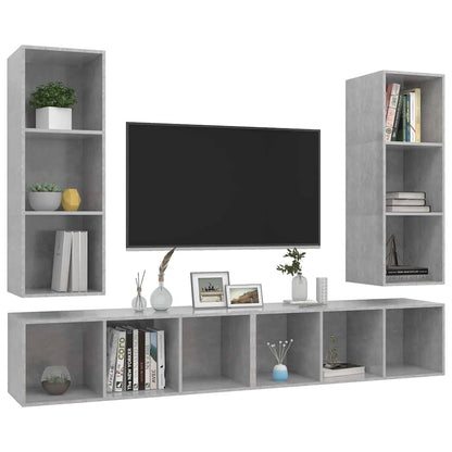 4 Piece Wall-mounted TV Cabinet Set Concrete Grey Engineered Wood