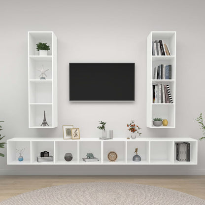 Wall-mounted TV Cabinets 4 pcs White Engineered Wood