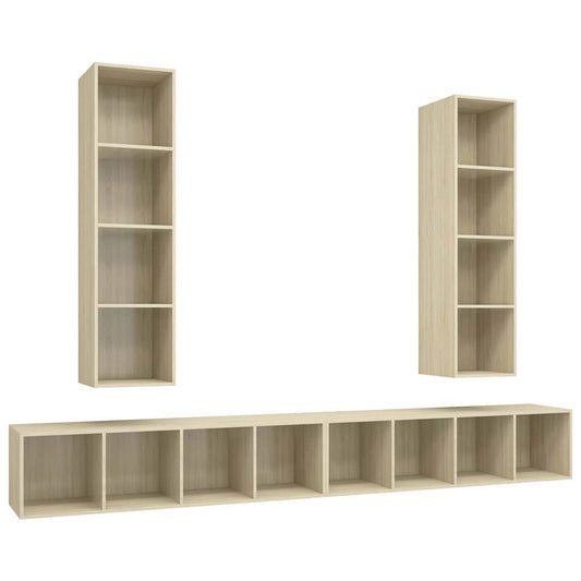 4 Piece Wall-mounted TV Cabinet Set Sonoma Oak Engineered Wood
