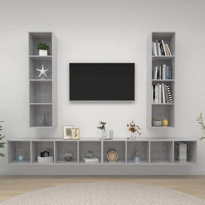 4 Piece Wall-mounted TV Cabinet Set Concrete Grey Engineered Wood