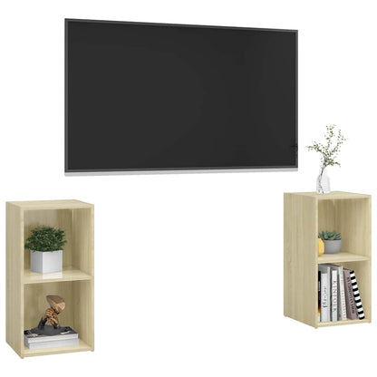 2 Piece TV Cabinet Set Sonoma Oak 72x35x36,5 cm Engineered Wood
