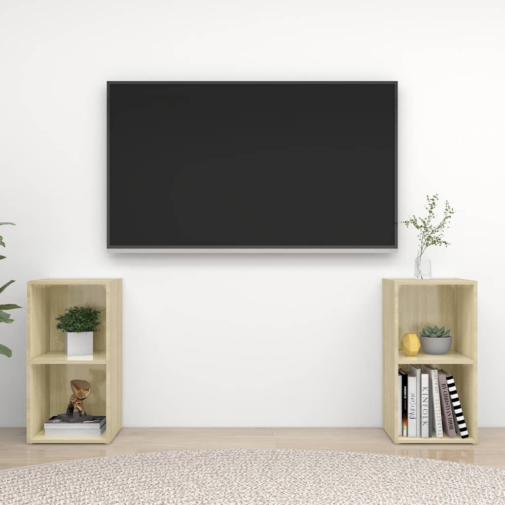 2 Piece TV Cabinet Set Sonoma Oak 72x35x36,5 cm Engineered Wood