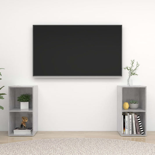 TV Cabinet | Set of 2 | Concrete Grey | Engineered Wood | Medium