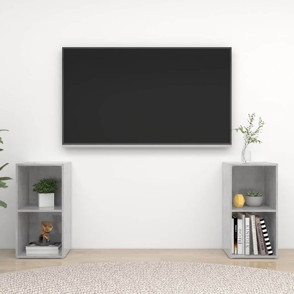2 Piece TV Cabinet Set Concrete Grey 72x35x36,5 cm Engineered Wood