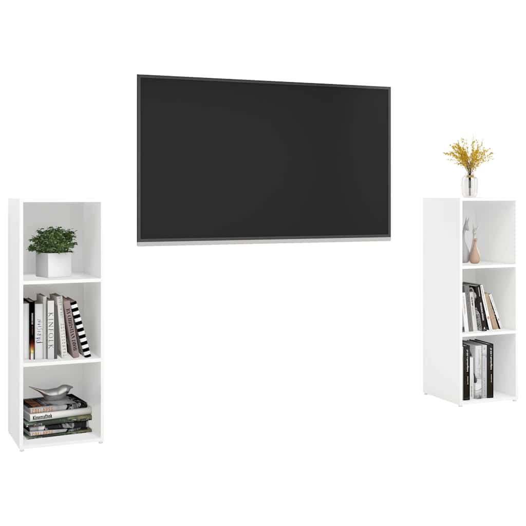 2 Piece TV Cabinet Set White 107x35x37 cm Engineered Wood