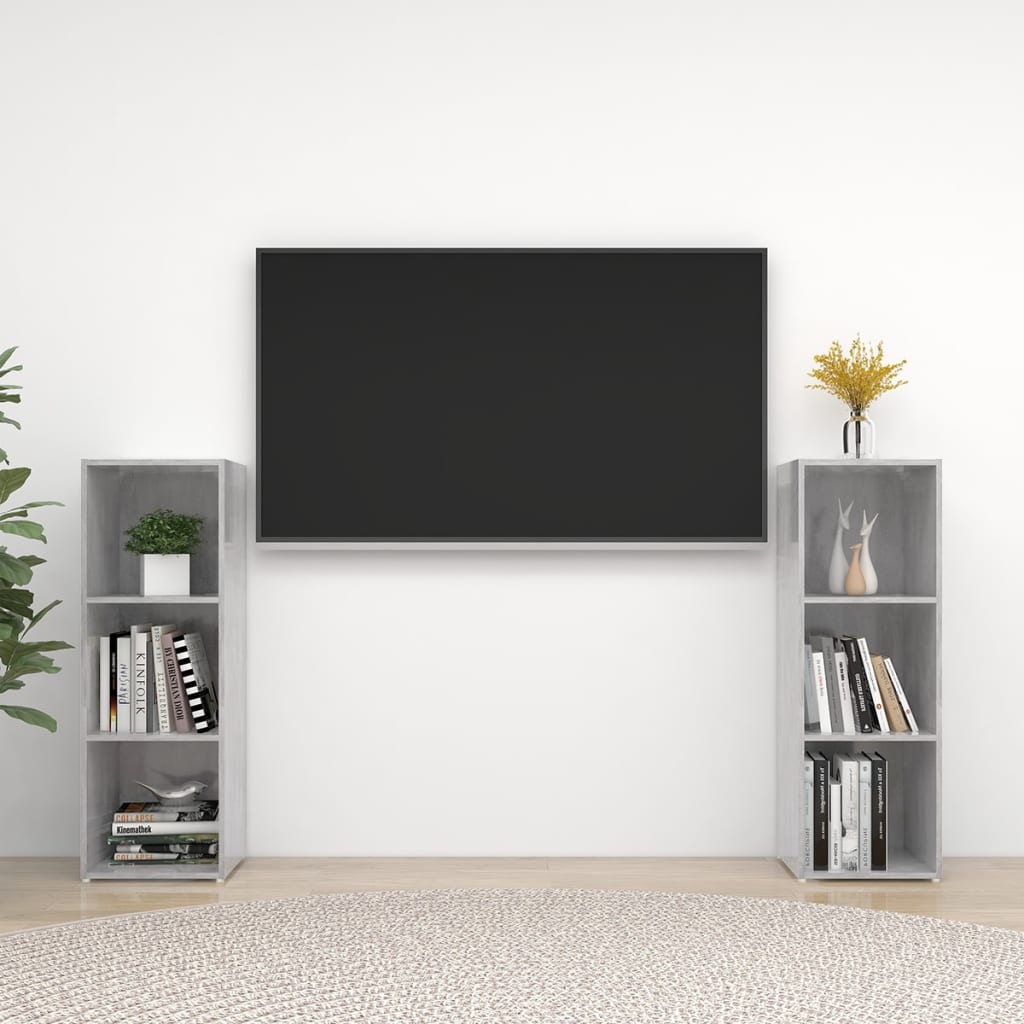 TV Cabinets 2 pcs Concrete Grey 107x35x37 cm Engineered Wood