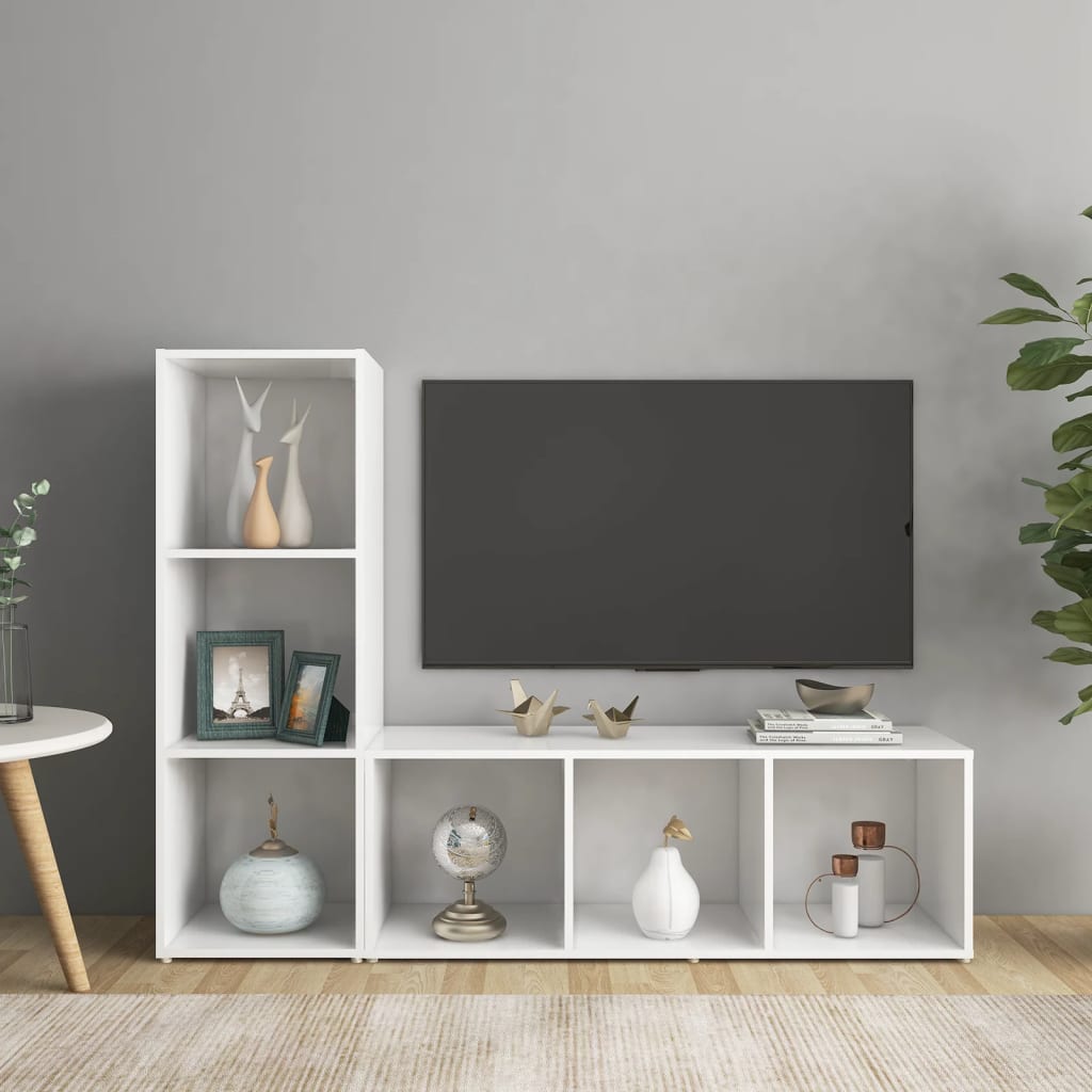 TV Cabinets 2 pcs White 107x35x37 cm Engineered Wood