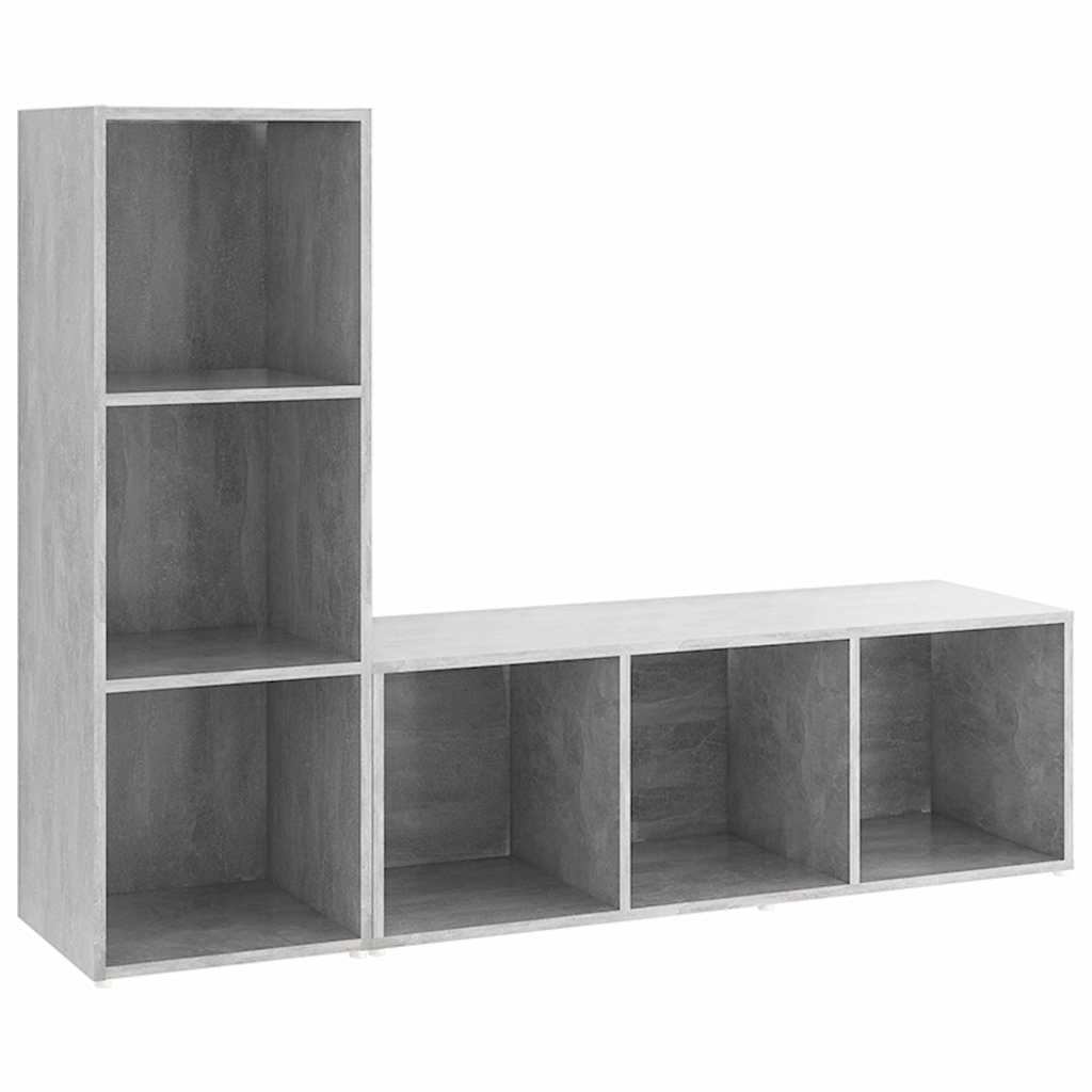 2 Piece TV Cabinet Set Concrete Grey 107x35x37 cm Engineered Wood