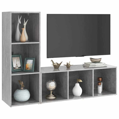2 Piece TV Cabinet Set Concrete Grey 107x35x37 cm Engineered Wood