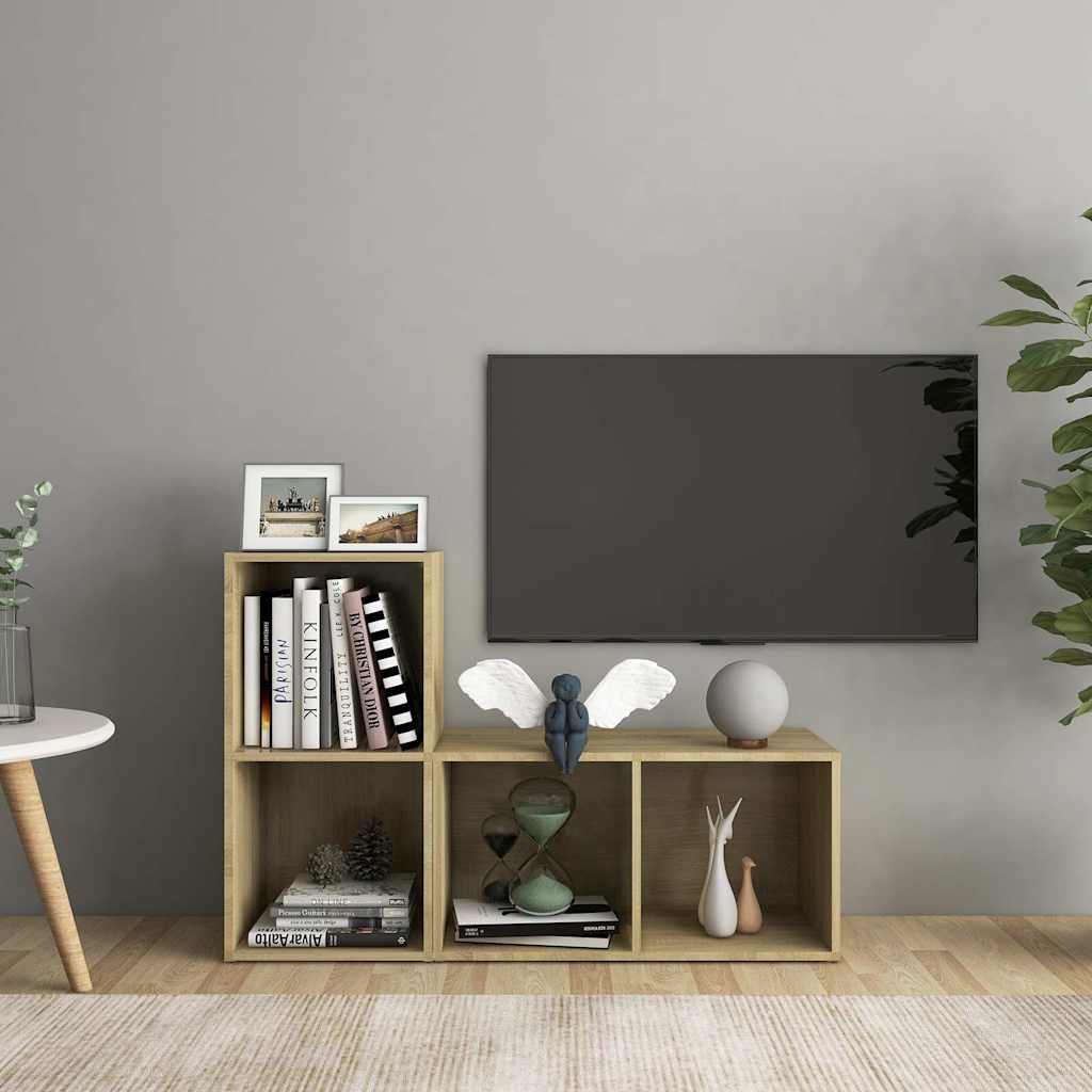 2 Piece TV Cabinet Set Sonoma Oak 72x35x36,5 cm Engineered Wood