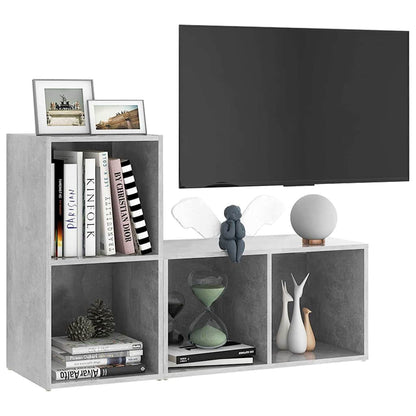 2 Piece TV Cabinet Set Concrete Grey 72x35x36,5 cm Engineered Wood