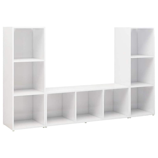 3 Piece TV Cabinet Set White 107x35x37 cm Engineered Wood