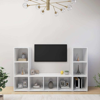 3 Piece TV Cabinet Set White 107x35x37 cm Engineered Wood