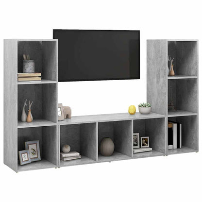 3 Piece TV Cabinet Set Concrete Grey 107x35x37 cm Engineered Wood