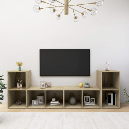 4 Piece TV Cabinet Set Sonoma Oak 72x35x36,5 cm Engineered Wood