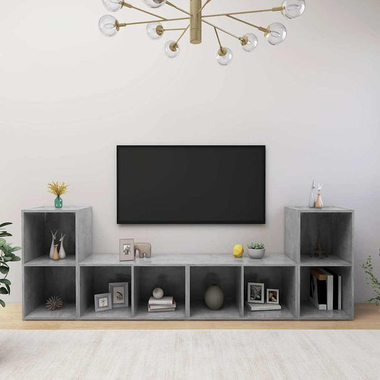 4 Piece TV Cabinet Set Concrete Grey 72x35x36,5 cm Engineered Wood