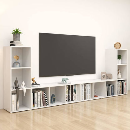4 Piece TV Cabinet Set White 107x35x37 cm Engineered Wood