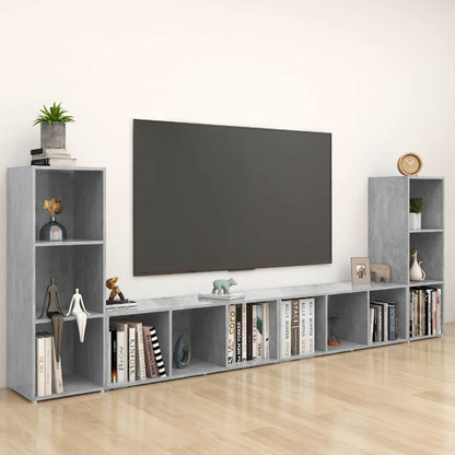 4 Piece TV Cabinet Set Concrete Grey 107x35x37 cm Engineered Wood