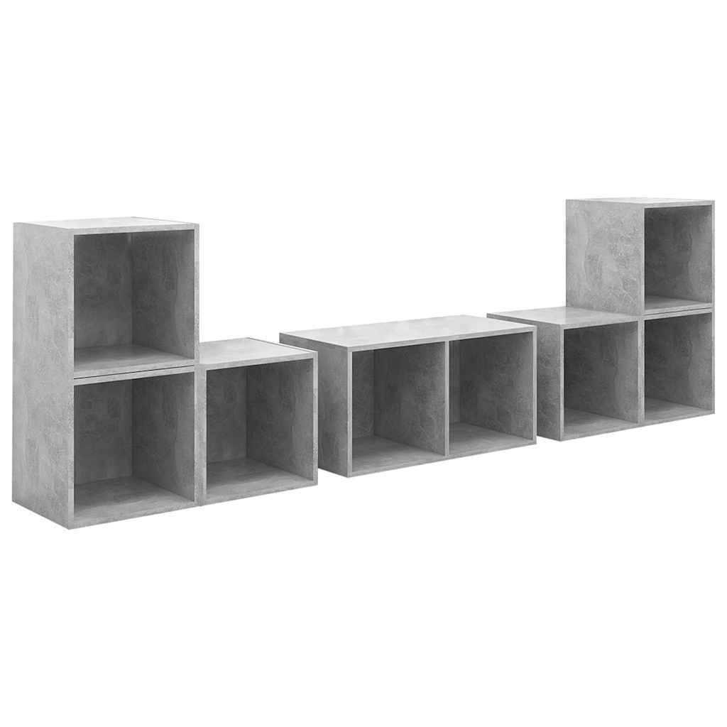 6 Piece TV Cabinet Set Concrete Grey Engineered Wood