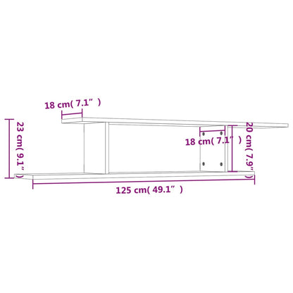 Wall-Mounted TV Shelf Concrete Grey 125x18x23 cm Engineered Wood