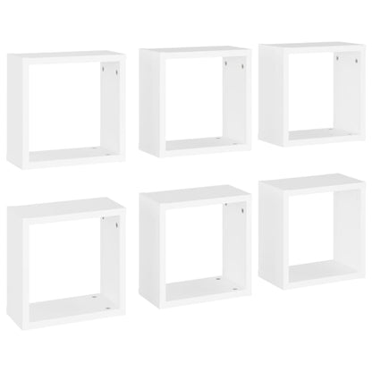 Cube Shelf | Set of 6 | White | Engineered wood | 30x15x30 cm per cube