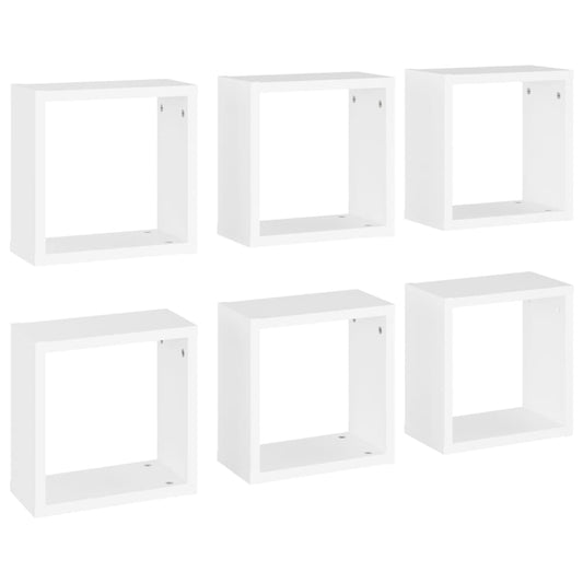 Cube Shelf | Set of 6 | White | Engineered wood | 30x15x30 cm per cube