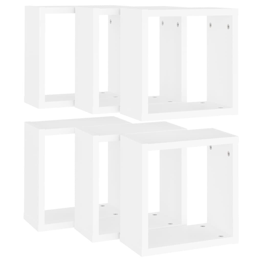 Cube Shelf | Set of 6 | White | Engineered wood | 30x15x30 cm per cube