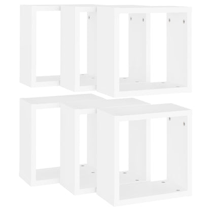Cube Shelf | Set of 6 | White | Engineered wood | 30x15x30 cm per cube